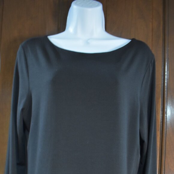 Talbots Silk Blend Long Sleeve Scoop Neck Blouse Size Large Black - Picture 5 of 12